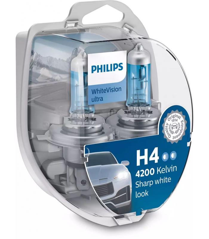 Лампа галоген. H4 60/55 P43t-38 (2шт.) + W5W (2шт.) WHITE VISION PHILIPS