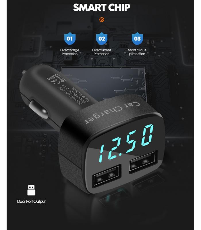 Зарядное усройствово, термометр, вольтметр, 2-USB 