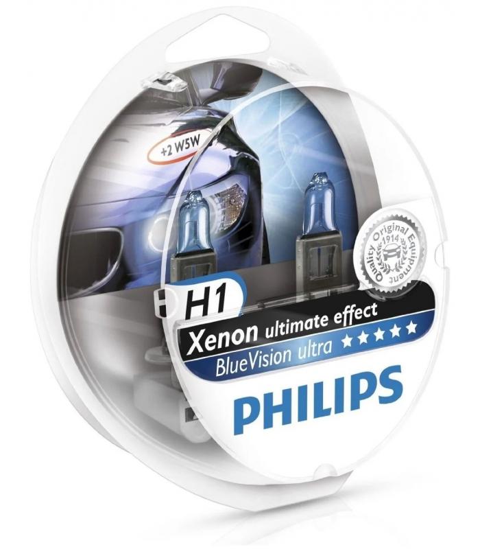 Лампа галоген. H1 55 P14.5s (2шт.) +W5W (2шт.) BLUE VISION PHILIPS