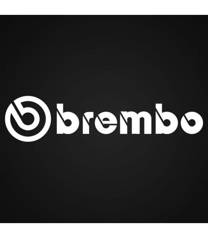 Наклейка винил тюнинг "BREMBO" белая 115х30мм