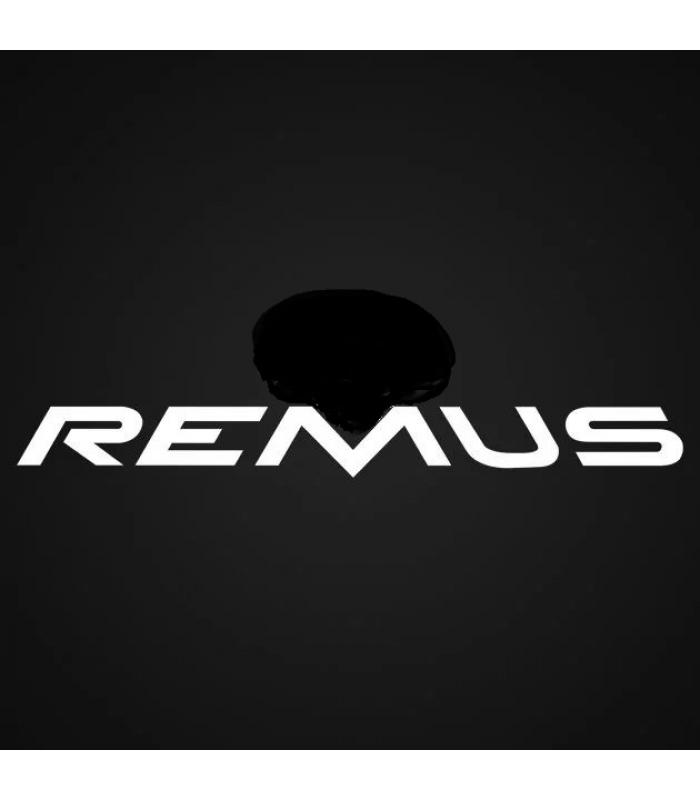 Наклейка винил тюнинг "REMUS" белая 115х30мм