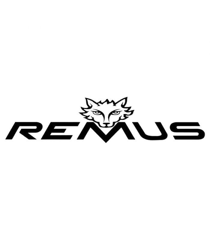 Наклейка винил тюнинг "REMUS RACING" (с волком) черная 115х30мм
