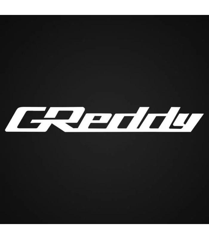 Наклейка винил тюнинг "GReddy" белая 115х30мм
