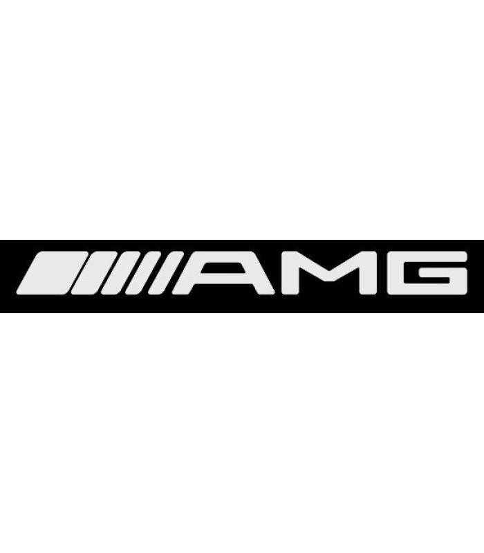 Наклейка винил тюнинг "AMG" белая 115х30мм
